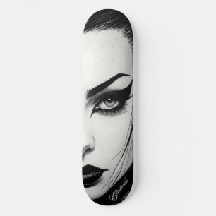 Goth-meisje in vette inkttekening persoonlijk skateboard
