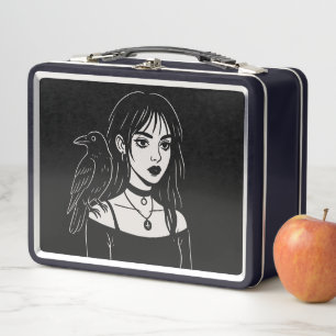 Goth-meisje met raaf