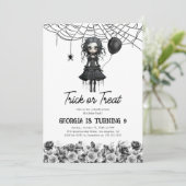 Goth-meisjes Halloween-kinderverjaardagsfeestje Kaart (Staand voorkant)