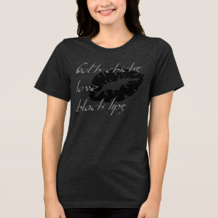Goth-meisjes houden van zwarte lippen Halloween-hu Tri-Blend Shirt