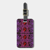 Goth paars ornament met hart bagagelabel (Voorkant verticaal)