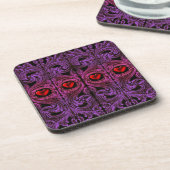 Goth paars ornament met hart bier onderzetter (Linkerzijde)