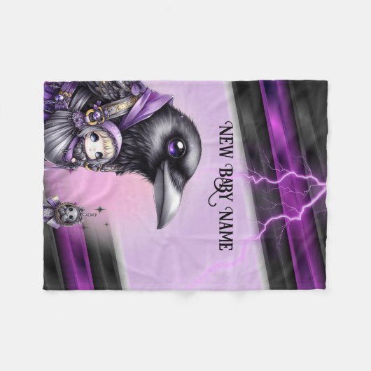 Goth Paars Zwart Halloween Feest Baby Borrel Fleece Deken (Voorkant (Horizontaal))