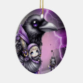 Goth Paars Zwart Halloween Feest Baby Borrel Keramisch Ornament (Rechts)