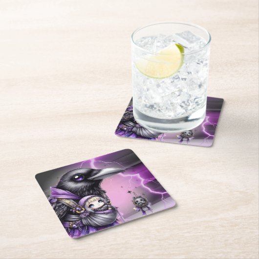 Goth Paars Zwart Halloween Feest Baby Shower Kartonnen Onderzetters (Insitu)