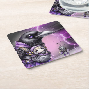 Goth Paars Zwart Halloween Feest Baby Shower Kartonnen Onderzetters