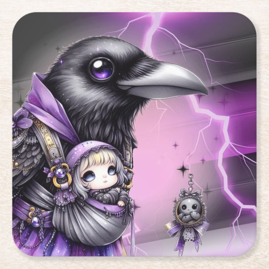 Goth Paars Zwart Halloween Feest Baby Shower Kartonnen Onderzetters (Voorkant)