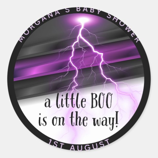 Goth Paars Zwart Halloween Feest Baby Shower Ronde Sticker (Voorkant)