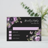 Goth Paars & Zwart Sfeervolle Bloemen Quinceañera  Kaart (Staand voorkant)