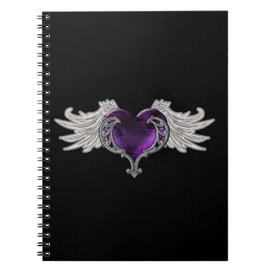 Goth Paarse Hart met Engelvleugels Notitieboek (Voorkant)