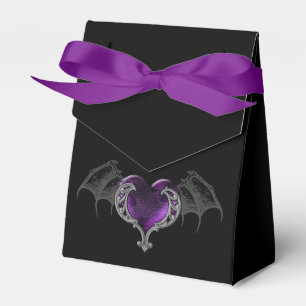 Goth Paarse Hart met Vleermuisvleugels Bedankdoosjes