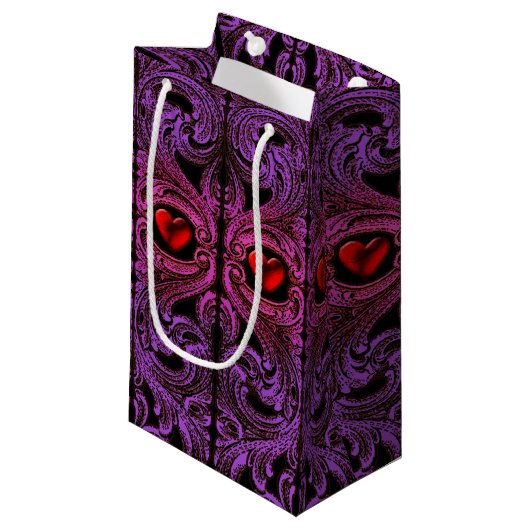 Goth paarse ornament met cadeautas (Voorkant Gekanteld)