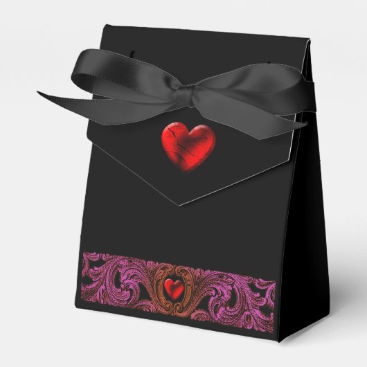 Goth Paarse Ornament Met Hart  Bedankdoosjes (Voorkant Zijde)
