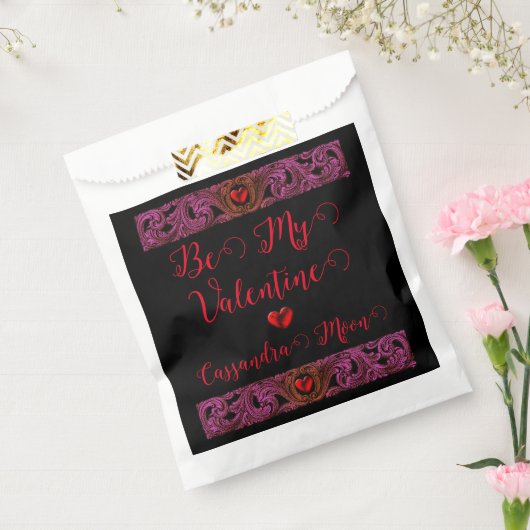 Goth paarse ornament met hart gepersonaliseerd bedankzakje (Gezegeld)