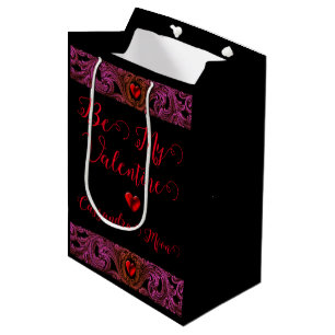 Goth paarse ornament met hart gepersonaliseerd medium cadeauzakje