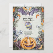 Goth Paarse Schedels Halloween/Muertos Afstuderen Kaart (Voorkant)