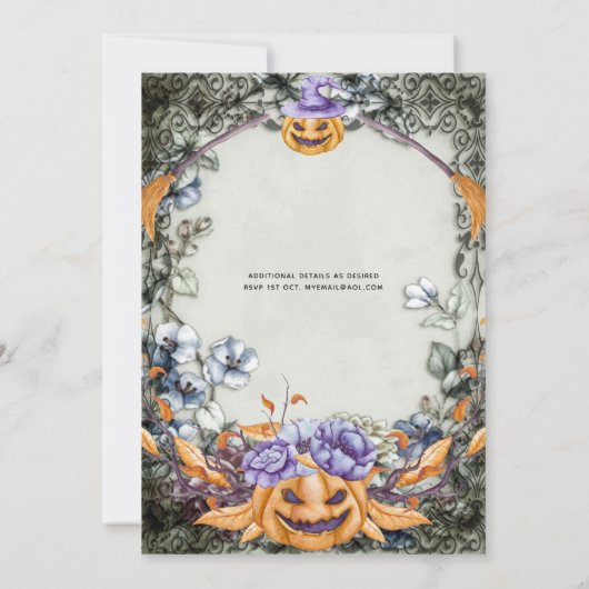 Goth Paarse Schedels Halloween/Muertos Afstuderen Kaart (Achterkant)