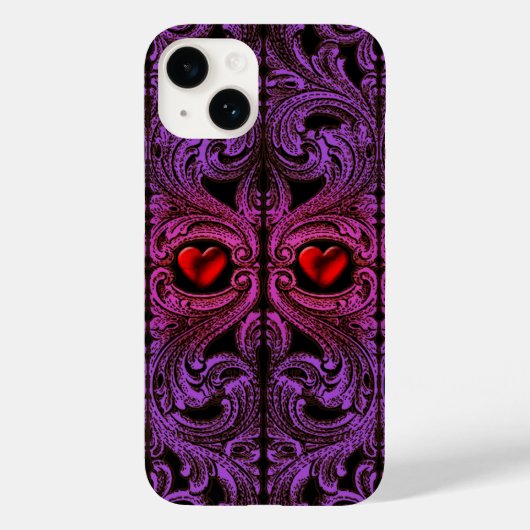 Goth Paarse Sierlijst Met Hart iPhone 7 Hoesje (Achterkant)