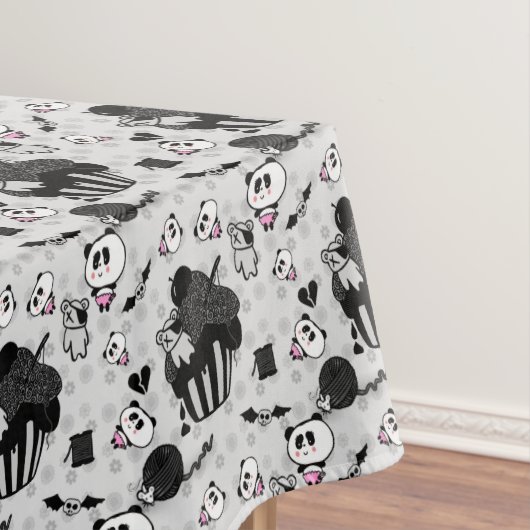 Goth Panda Baby Skull Cupcakes Doodles Tafelkleed (Voorbeeld)