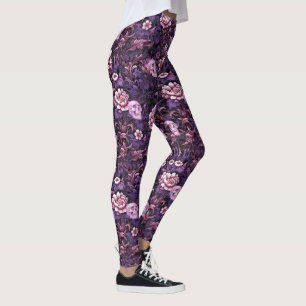 Goth-patroon met schedels in paars en roze leggings