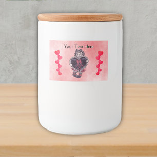 Goth poppen met grote zwarte harten rode harten voedselcontainer etiket