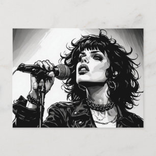 Goth Punk Meisje Zanger Retro Grafische Kunststijl Briefkaart