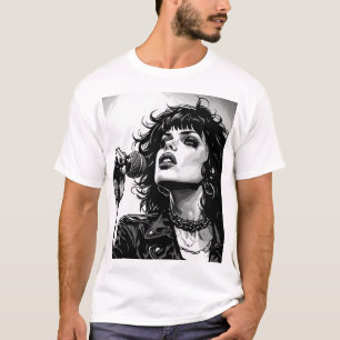 Goth Punk Meisje Zangeres 50s Grafisch Retro Comic T-shirt