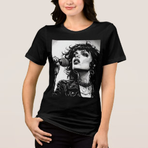 Goth Punk Meisje Zangeres 50s Grafisch Retro Comic Tri-Blend Shirt
