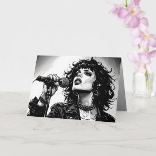 Goth Punk Meisjeszanger Retro Grafische Kunststijl Kaart