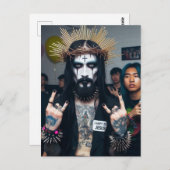 Goth Punk Rock Jezus op zijn verjaardagsfeestje Briefkaart (Voorkant / Achterkant)
