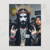 Goth Punk Rock Jezus op zijn verjaardagsfeestje Briefkaart (Voorkant)