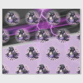 Goth Purple Zwarte Halloween Evenement Baby Shower Cadeaupapier (Vlak)