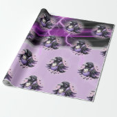 Goth Purple Zwarte Halloween Evenement Baby Shower Cadeaupapier (Uitgerold)