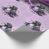 Goth Purple Zwarte Halloween Evenement Baby Shower Cadeaupapier (Hoek)