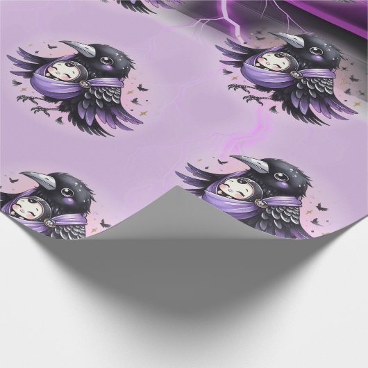 Goth Purple Zwarte Halloween Evenement Baby Shower Cadeaupapier (Hoek)