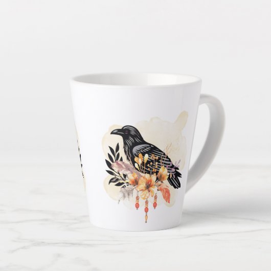 Goth Raven Coffee Mug Dark Aesthetic  Latte Mok (Rechterhoek)
