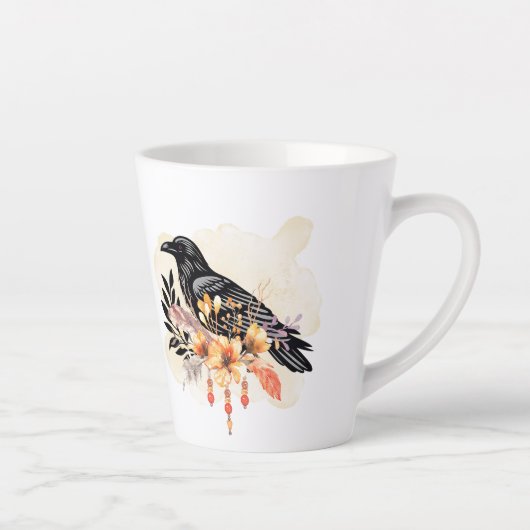 Goth Raven Coffee Mug Dark Aesthetic  Latte Mok (Rechts)