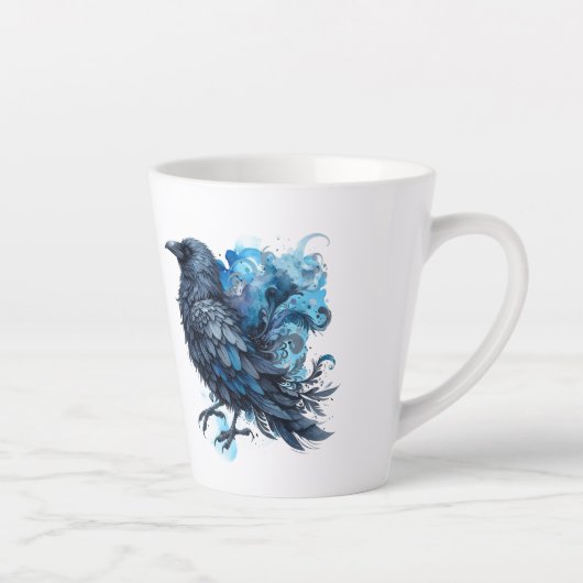 Goth Raven Coffee Mug Dark Aesthetic  Latte Mok (Rechts)