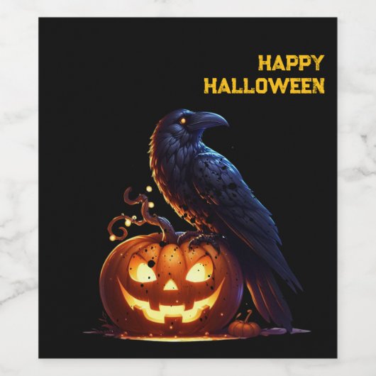 Goth Raven Dark Aesthetic  Wijn Etiket (Enkel label)