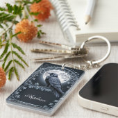 Goth Raven Moon Keychain (Voorkant Rechts)