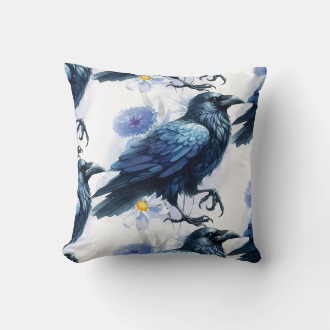 Goth Raven Throw Pillow Kussen (Voorkant)