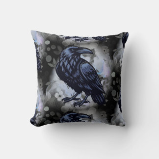Goth Raven Throw Pillow Kussen