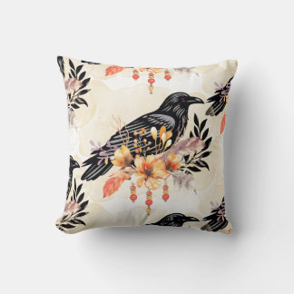 Goth Raven Throw Pillow Kussen