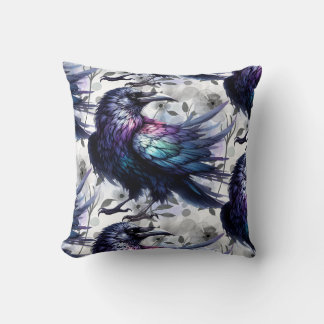 Goth Raven Throw Pillow Kussen