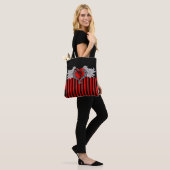 Goth Rode Hart met Engelvleugels Tote Bag (Op model)
