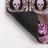 Goth Roze Ornament met Schedel Muismat (Hoek)