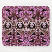 Goth Roze Ornament met Schedel Muismat (Voorkant)