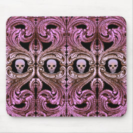 Goth Roze Ornament met Schedel Muismat