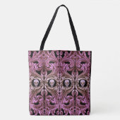 Goth Roze Ornament met Schedel Tote Bag (Voorkant)