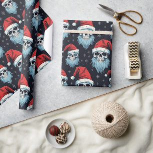 Goth Santa Hoed Baard Schedel Kerst Patroon Cadeaupapier